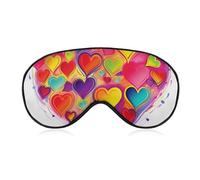 Bunte Herz Augenmaske, Seitenschlafmaske Licht Augenbinde Schlafmaske Nasenpolster und Gummiband für Kinder Frauen Männer