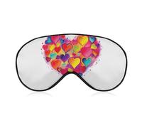 Bunte Herz-Schlafmaske, weich, bequem, Augenmaske mit verstellbarem Riemen, Augenabdeckung, Augenschatten für Männer und Frauen, Arbeit, Reisen