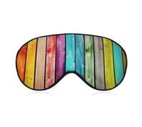 Bunte Holzbretter Augenmaske, seitliche Schlafmaske, leichte Augenbinde, Schlafmaske, Nasenpolster und Gummiband für Kinder, Damen und Herren