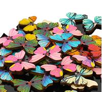 Bunte Holzknöpfe mit zwei Löchern, in Eulenform, 50 Stück, 50pcs, Butterfly