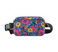 Bunte Hüfttasche im Retro-Stil, Bohemian-Stil, Blumen, trendige Gürteltasche für Damen und Herren, wasserdicht, Umhängetasche mit verstellbarem Riemen für Reisen, Urlaub, Laufen