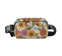 Bunte Hüfttasche mit Retro-Blumen, stilvolle Bauchtasche für Damen, Herren, Teenager, Mini-Brusttasche, Gürteltasche mit verstellbarem Riemen für Shopping, Sport, Arbeit, Bunte Retro-Blumen, 1 size