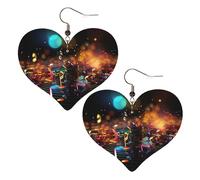 Bunte Lederohrringe mit Musiknoten für Damen, Herz-Ohrringe, leicht, baumelnde Ohrringe, Schmuck, Geschenke