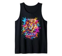Bunte Löwe, Sternzeichen, Splash Art Tank Top