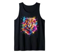 Bunte Löwe, Sternzeichen, Splash Art Tank Top