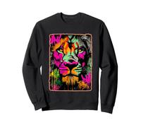 Bunte Löwen-Graffiti, urbanes Tier-Kunstwerk, Straßenkunst Sweatshirt