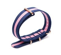 Bunte Nylon-Uhrenarmband mit Rose Gold Dornschließe NATO-Armband Sportarmbänder 18/20/22/24mm, 20mm