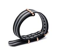 Bunte Nylon-Uhrenarmband mit Rose Gold Dornschließe NATO-Armband Sportarmbänder 18/20/22/24mm, 20mm