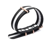 Bunte Nylon-Uhrenarmband mit Rose Gold Dornschließe NATO-Armband Sportarmbänder 18/20/22/24mm, 22mm