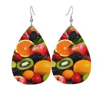 Bunte Obst-Ohrringe für Damen, tropfenförmig, Leder, doppelseitig, baumelnde Ohrringe, leicht, Damen-Ohr-Accessoires, Schmuck, modisches Geburtstagsgeschenk