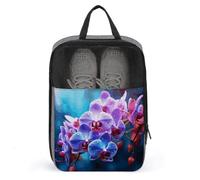 Bunte Orchideen-Blumen-Schuhtasche, Reise-Schuh-Organizer, wasserabweisend, Schuhbeutel mit Reißverschluss, Sneaker, Staubbeutel, grau, Einheitsgröße, modern, grau, Einheitsgröße, Modern