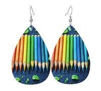 Bunte Paintbrush Damen Ohrringe in Tropfenform, Leder, leichte PVC-Ohrhänger, 925 Silberhaken, doppelseitiger Druck, hypoallergen, Geschenk