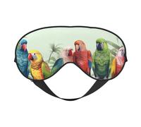 Bunte Papageien auf Baum, doppelseitige weiche Verdunkelungs-Augenmaske, Entspannung, Nulldruck, Nachtschlaf-Augenmaske
