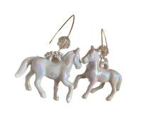 Bunte Pferde Ohrringe Leichte Harz Ohrhaken Ohrringe Mit Perlen Einzigartiges Earwear Zubehör Für Damen Ohranhänger