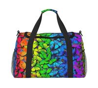 Bunte Reisetasche mit Schmetterlings-Aufdruck, ideal für Langstreckenreisen und den täglichen Gebrauch, Schwarz , Einheitsgröße