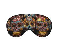 Bunte Schlafmaske mit Totenköpfen, lichtblockierende Augenmaske, bequem und weich, Augenabdeckung mit Gummiband, geeignet für Männer und Frauen, geeignet für Reisen/Schlafen