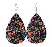 Bunte Schmetterlings-Blumen-Druck-Ohrringe für Damen, modische Tropfenleder-Ohrringe für Damen, trendig, bunte Tropfen-Ohrringe