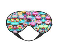 Bunte süße Lutscher-Augenmaske, Cupcake-Donut-Druck, weiche Verdunkelungs-Augenmaske, Reise-Augenmaske, Seitenschläfer-Augenabdeckung, Schlaf-Augenmaske für Männer und Frauen