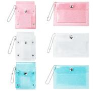 Bunte transparente Lippenstift-Hülle, Schlüsselanhänger, 2 Größen, wasserdichte Münzbörse, Mini-Make-up-Tasche für Geldbörse, niedliche Münzgeldbörsen, PVC-Tasche für kleine Gegenstände, 6 Stück