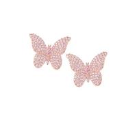 Bunte Zirkonia-Pavé-Schmetterlings-Ohrringe für Frauen - 3D-Schmetterlings-Ohrstecker für Mädchen - Diamant-Schmetterlings-Ohrringe mit Roségold vergoldet