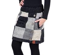 Bunter Patchwork Strickrock kurzer Rock mit klassischem Muster Wolle gefüttert Boho, Größe;XXL