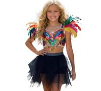 Bunter Tüllrock Kinder Tüll Rock Mädchen Tanz Rock Tulle Tutu Prinzessin Ballett Röcke Karneval Skirt Schwarz 140