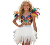 Bunter Tüllrock Kinder Tüll Rock Mädchen Tanz Rock Tulle Tutu Prinzessin Ballett Röcke Karneval Skirt Weiß 110