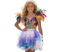 Bunter Tüllrock Kinder Tüll Rock Mädchen Tanz Rock Tulle Tutu Prinzessin Ballett Röcke Karneval Skirt Bunter 110