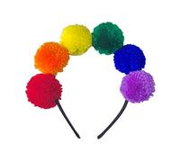 Buntes Bommel-Stirnband für Karneval, Partys und Feiertagsfeiern - Regenbogenfarben, 1 Stück