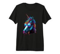 Buntes Einhorn mit Brille Premium T-Shirt