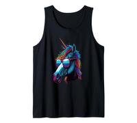 Buntes Einhorn mit Brille Tank Top