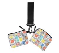 Buntes kariertes Damen-Münzgeldbörse, Kartenhalter, klein, abnehmbarer Reißverschluss, Münztasche mit Reißverschluss, Münzfach für den täglichen Gebrauch, 2 Stück, Buntes Karomuster, 1 size, Casual