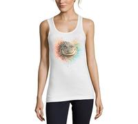Buntes Krokodil-Herz-Illustration, Damen-Tanktop, Baumwolle, Weiß, weiß, S