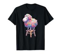 Buntes pastellfarbenes Schaf, stehend auf Hocker T-Shirt