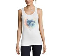 Buntes Wasserspritzer-Delfin-Illustration, Damen-Tanktop, Baumwolle, Weiß, weiß, XL