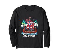 Buntes Wikingerschiff-Abenteuer mit majestätischen Bergen Langarmshirt