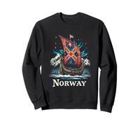 Buntes Wikingerschiff-Abenteuer mit majestätischen Bergen Sweatshirt