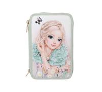 Buntstift DEPESCHE "3-Fach Federtasche mit Stickerei SUMMER FEELING inkl. Stifte TOPModel 7,5 x 13 x 20 cm grün", Kinder, grün, Kunststoff, Stifte (60876664-0) grün