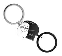 BUOKSLLY 2 PCS Paar Schlüsselanhänger Katze - Romantisches Partner Geschenke, Pärchen Geschenke, Geschenk für Partner, Paar Geschenke, Geschenke für Paare(schwarz, silber)