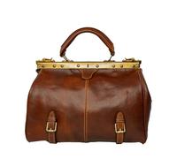 bupell Arzttasche/Hebammentasche Michele aus pflanzlich gegerbtem Leder - Handgefertigt in Italien - Marrone