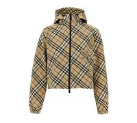 Burberry - Cropped Plaid Jacket With Hood And Zipper Closure - Größe L - braun