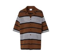 Burberry Short-sleeve Stripe Print Nylon Oversized Shirt Dark Birch Brown L