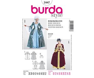 Burda B2447 Schnittmuster für Rokokoko-Kleid, 19 x 13 cm, 36-52, Weiß
