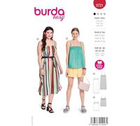 burda easy Schnittmuster Damen #5721 Trägerkleid mit Nahttaschen & Top mit Spaghettiträgern Gr. 36-46