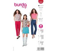 burda easy Schnittmuster Damen #5727 bauchfreies Top, Blusenshirt mit Druckknopfleiste und Sommershirt mit Flügelärmel Gr. 34-44