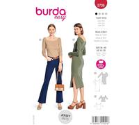 burda easy Schnittmuster Damen #5738 Bodycon Kleid mit Seitenschlitz & Shirt mit weitem Ausschnitt Gr. 36-46