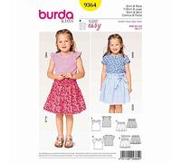 Burda 9364 Sewing Pattern for Shirt with Cap Sleeves and Skirt with Elasticated Waistband (Kids, Sizes: 92-122) Level 1 Super Easy