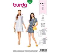 Burda Muster 6208 Low Rise Kleid (36-46) - Weiß, Größe 34-44, Rüschen oder Gürtel