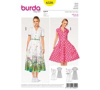 burda Schnitt 6520 "Kleid und Hemdblusenstil und Faltenrock"