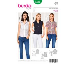 burda Schnitt 6527 "Bluse und Hemdkragen und Stehkragen und Ärmelblende"